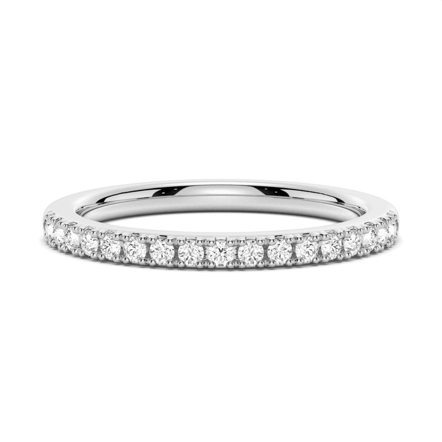 Classic Round Moissanite Wedding Band - 2.2mm - TAYLOR KOM_925 Sterling Silver