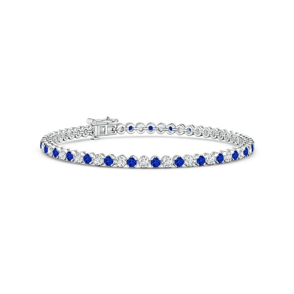 Classic Sapphire and Brilliant Moissanite Tennis Bracelet - TAYLOR KOM_6''