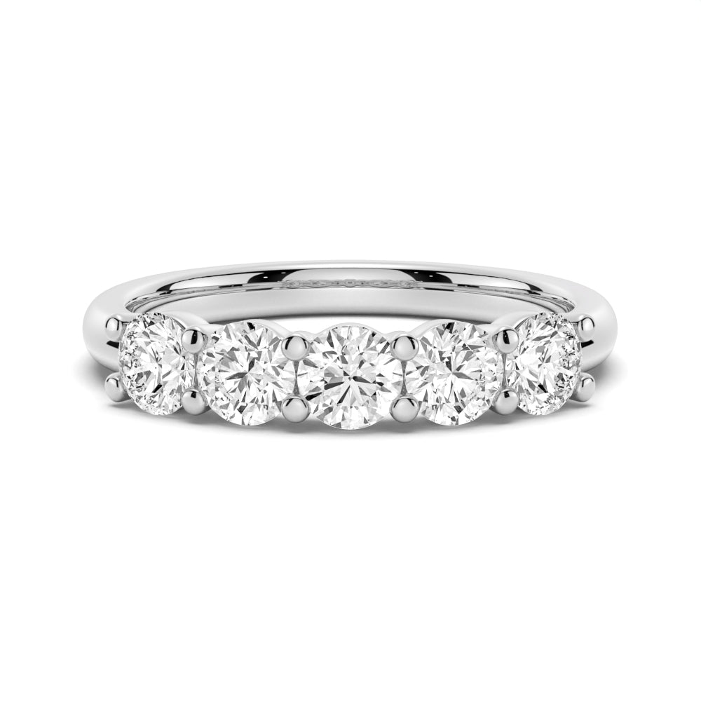 Classic Shared Prong Set Moissanite Wedding Band - TAYLOR KOM_925 Sterling Silver