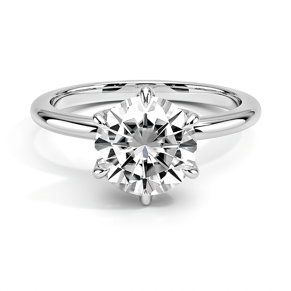 Classic Six - Prong Round Cut Lab Grown Diamond Engagement Ring - TAYLOR KOM_10K White Gold