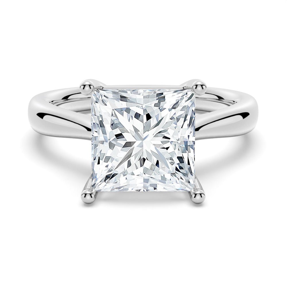 Classic Solitaire Princess Cut Engagement Ring - TAYLOR KOM_925 Sterling Silver