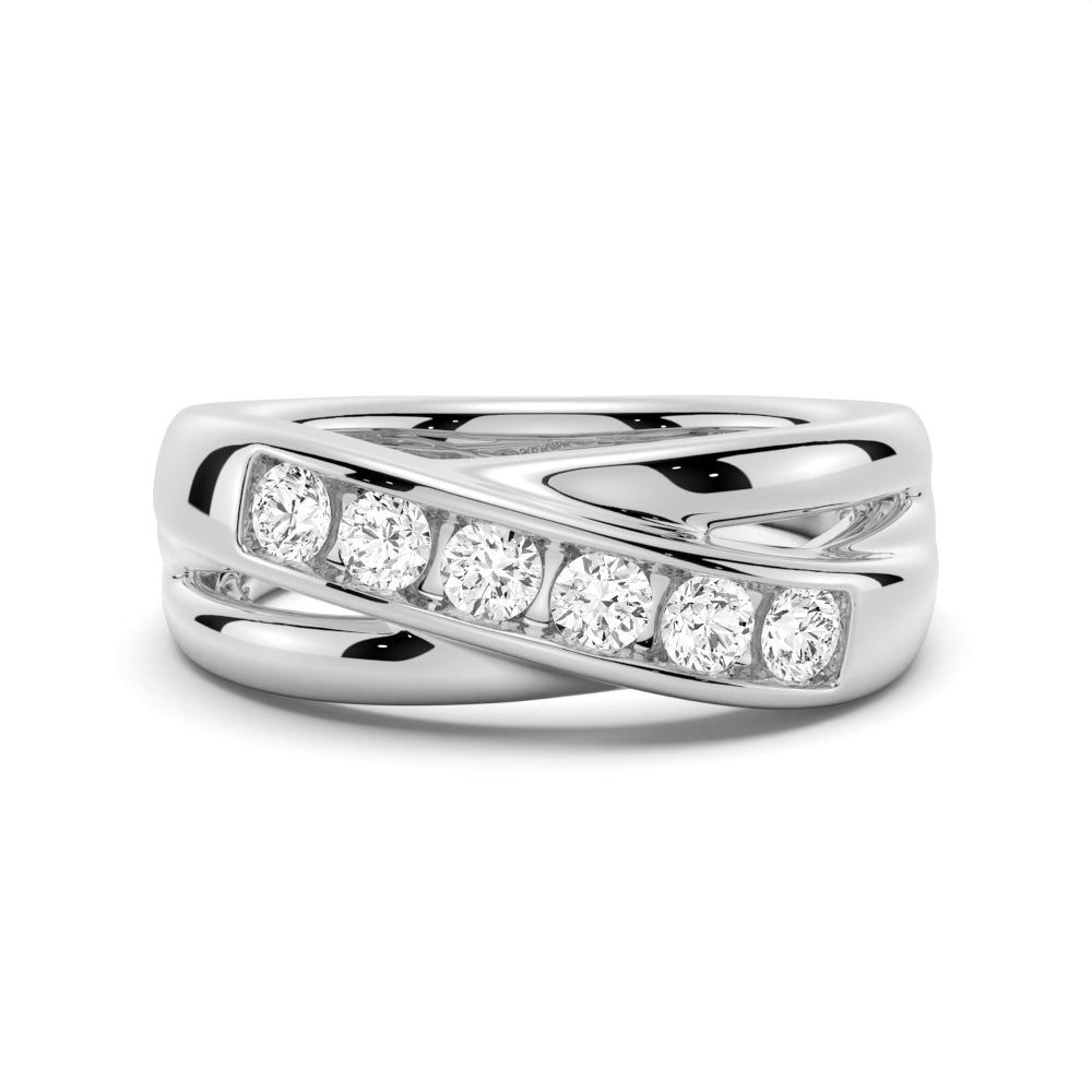Crossover Channel Set Moissanite Men's Wedding Band - TAYLOR KOM_925 Sterling Silver