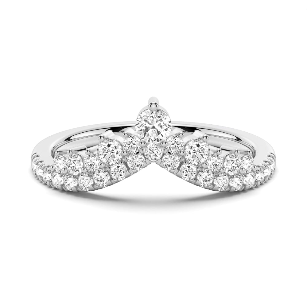 Curved Crown Double Row Moissanite Wedding Band - TAYLOR KOM_925 Sterling Silver