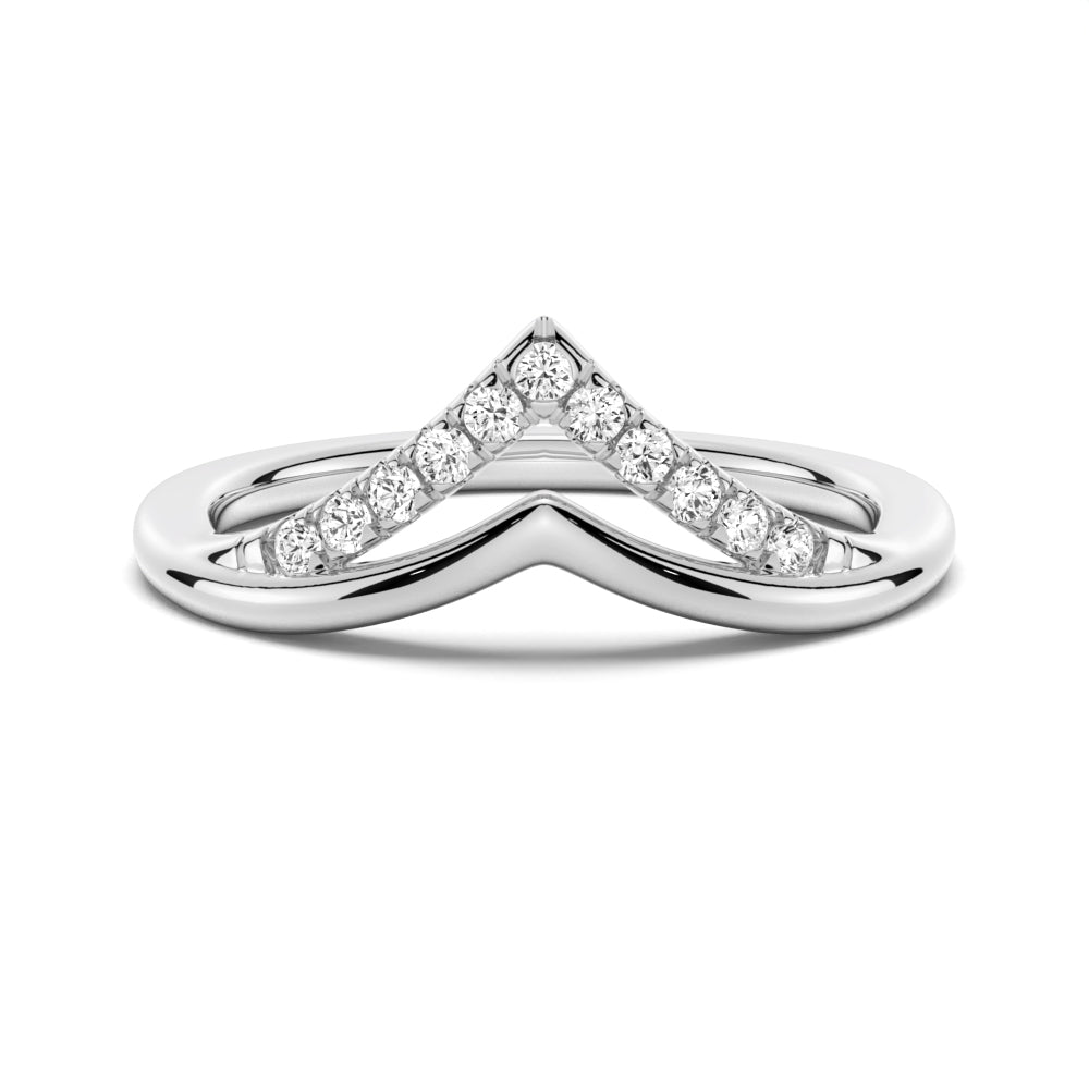 Curved Double V Moissanite Wedding Band - TAYLOR KOM_925 Sterling Silver
