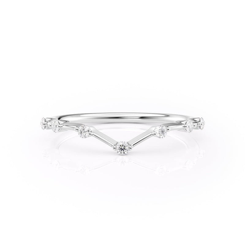 Curved Round Cut Moissanite Wedding Band - TAYLOR KOM_925 Sterling Silver