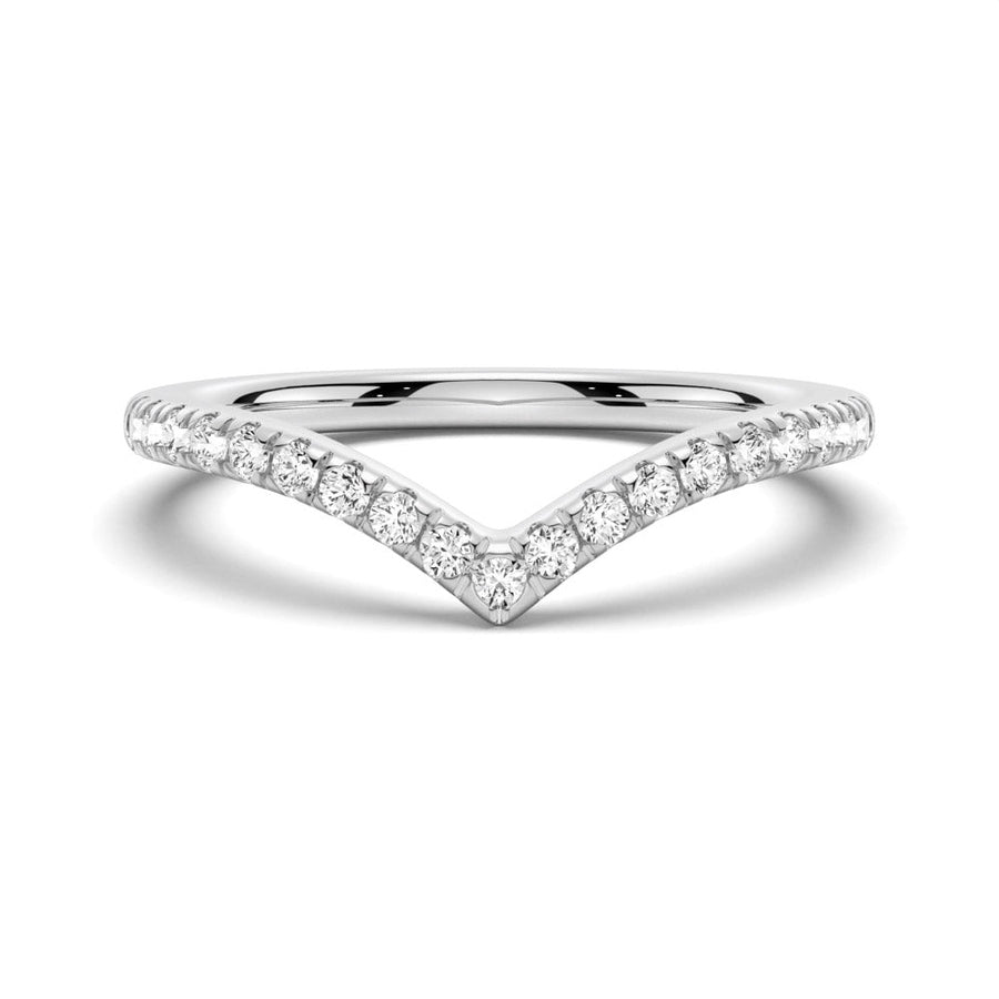 Curved V Moissanite Wedding Band - TAYLOR KOM_925 Sterling Silver