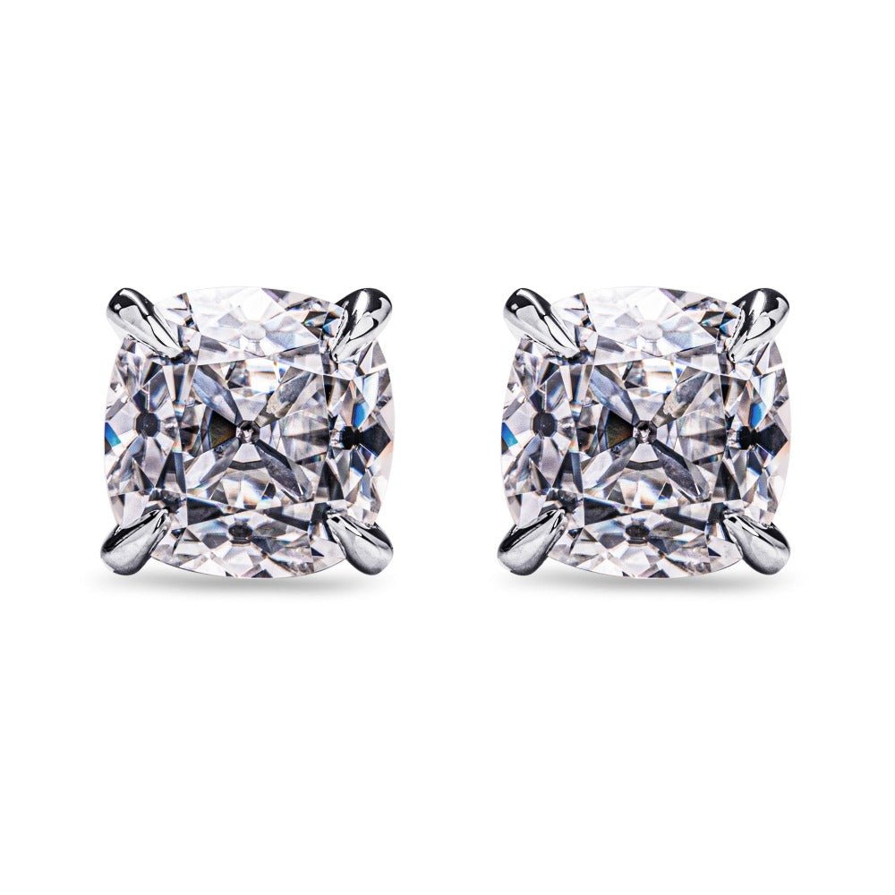 Cushion Cut Moissanite Earrings - TAYLOR KOM_925 Sterling Silver