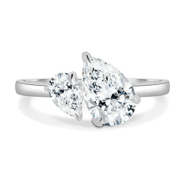 Double Pear Toi et Moi Moissanite Engagement Ring - TAYLOR KOM_S925 Sterling Silver