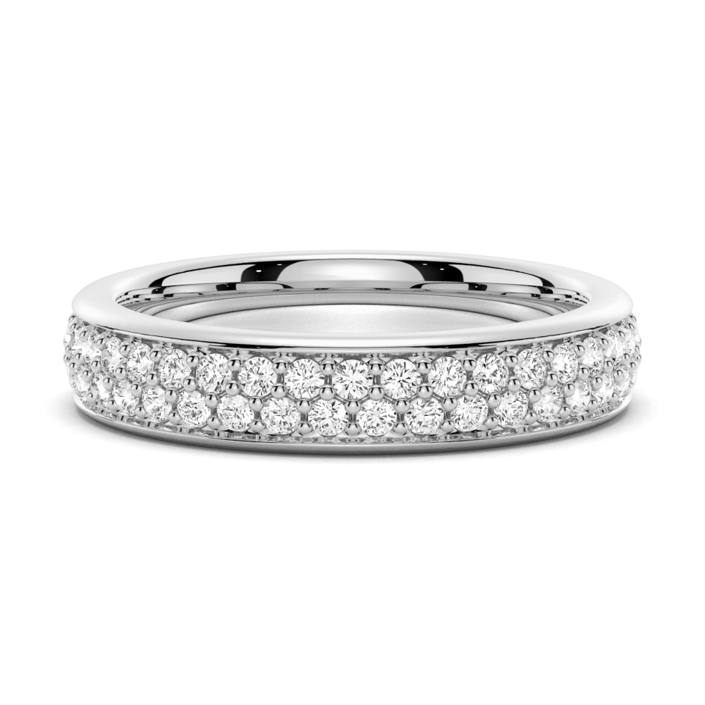 Double Row Pavé Moissanite Eternity Wedding Band - TAYLOR KOM_925 Sterling Silver