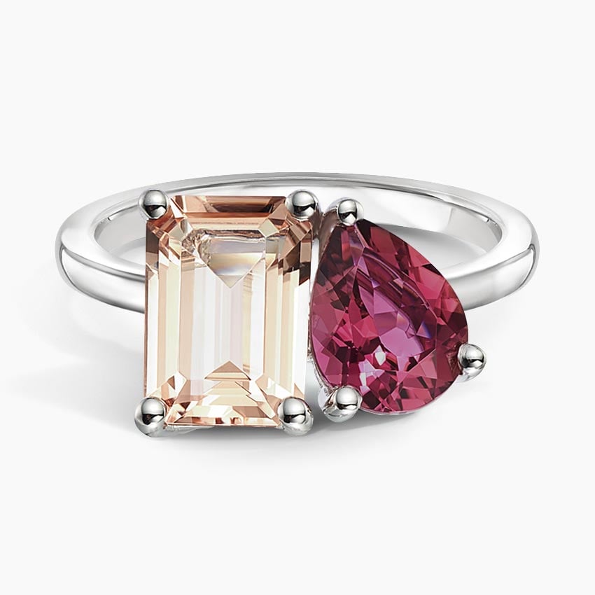Elegant Pear and Emerald Shaped Gemstone Ring - TAYLOR KOM_925 Sterling Silver