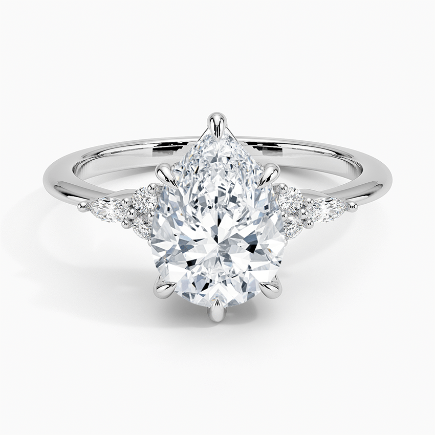 Elegant Pear Moissanite Engagement Ring with Accent Stones - TAYLOR KOM_925 Sterling Silver