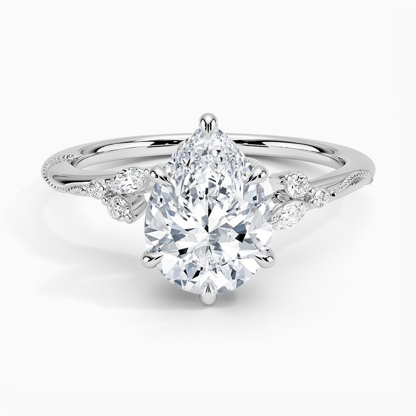 Elegant Pear Shaped Moissanite Engagement Ring - TAYLOR KOM_925 Sterling Silver