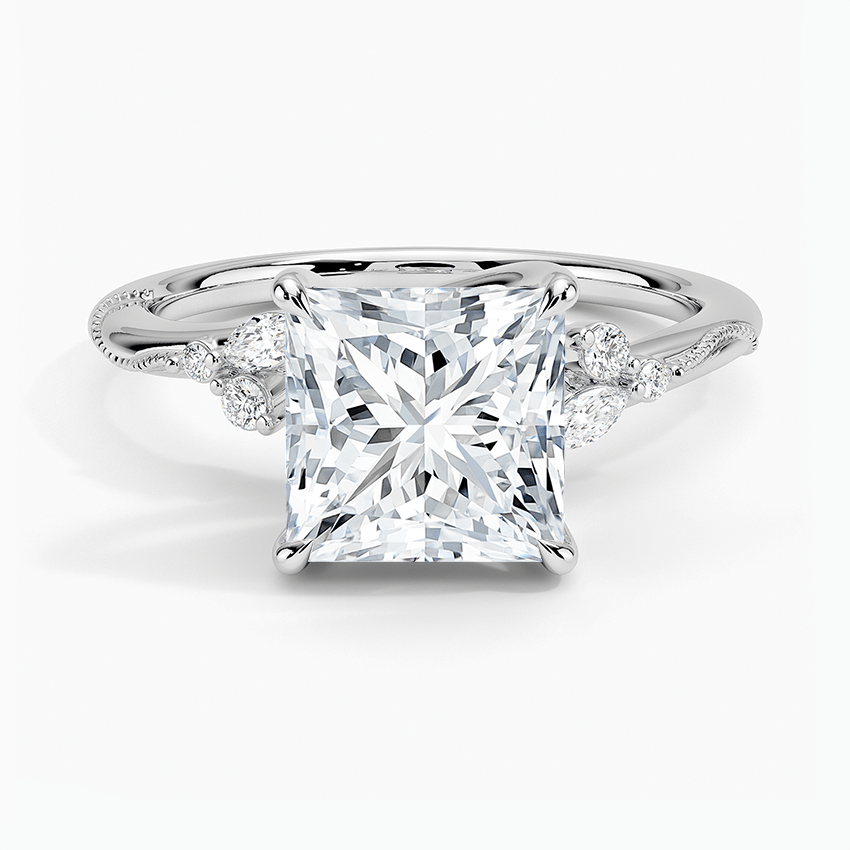 Elegant Princess Cut Moissanite Engagement Ring - TAYLOR KOM_925 Sterling Silver