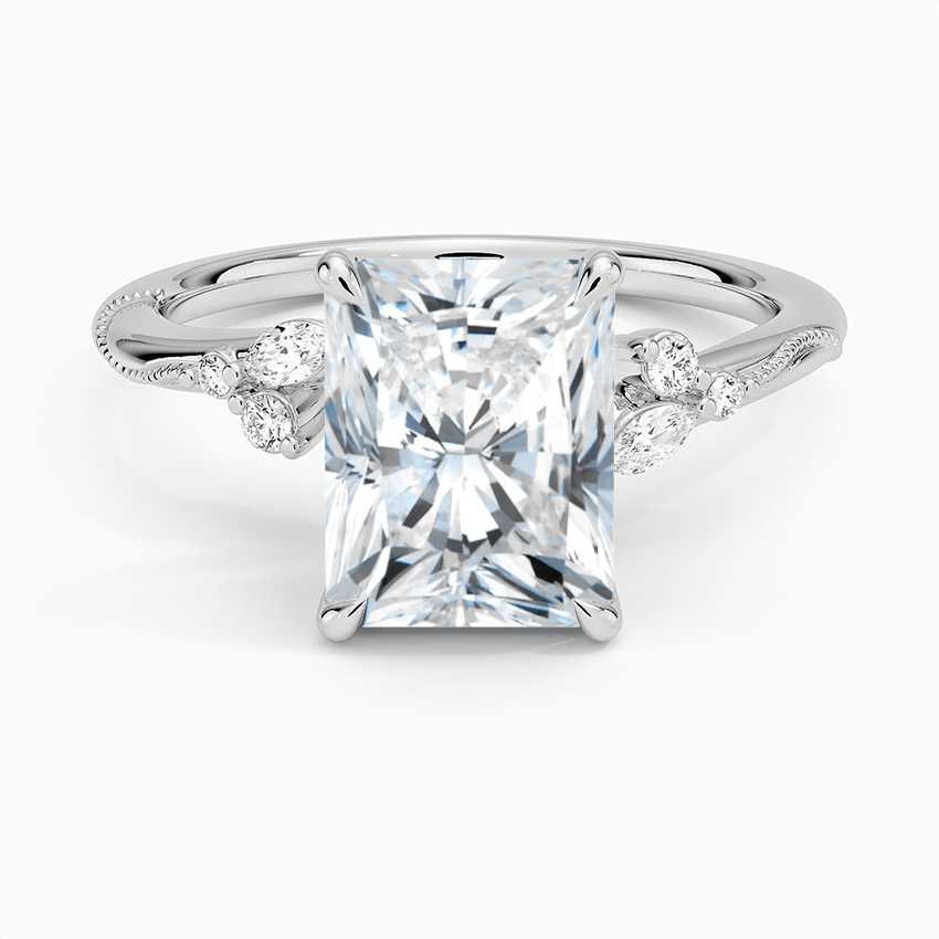 Elegant Radiant Cut Moissanite Engagement Ring - TAYLOR KOM_925 Sterling Silver