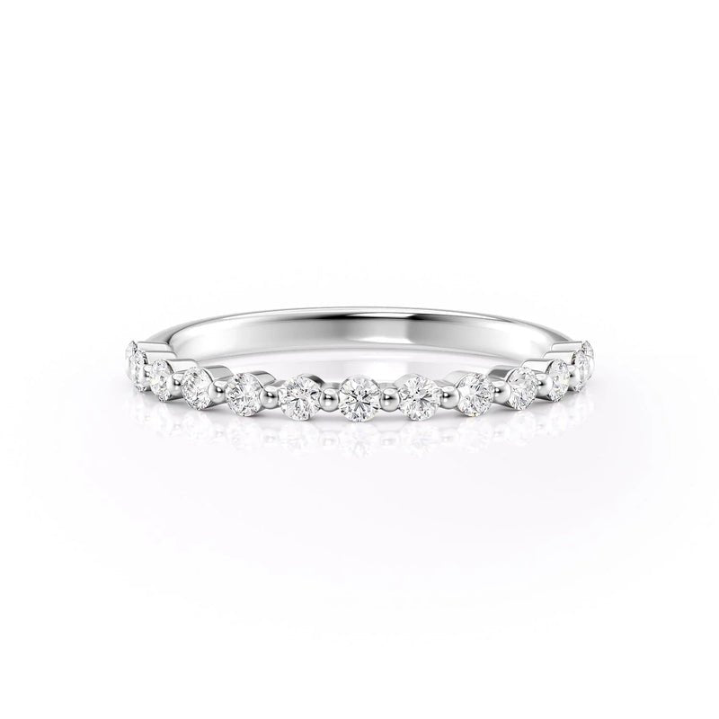 Elegant Round Cut Moissanite Wedding Band - TAYLOR KOM_925 Sterling Silver