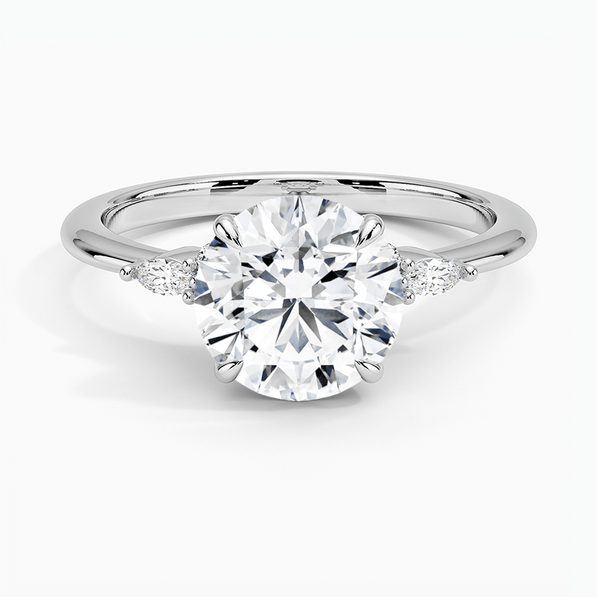 Elegant Round Moissanite Engagement Ring with Accent Stones - TAYLOR KOM_925 Sterling Silver