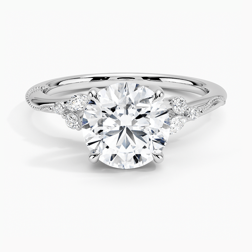 Elegant Round Shaped Moissanite Engagement Ring - TAYLOR KOM_925 Sterling Silver