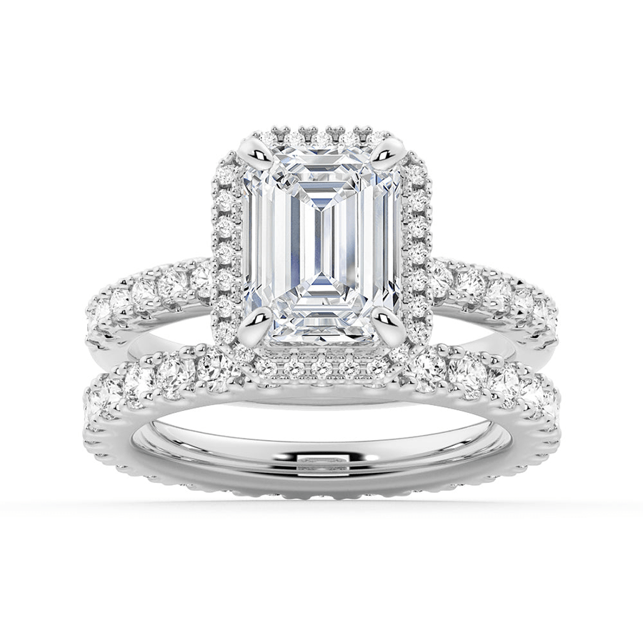 Emerald Cut Moissanite Bridal Set - TAYLOR KOM_925 Sterling Silver