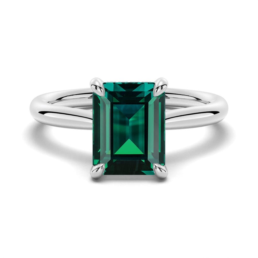 Emerald Engagement Ring With Hidden Halo - TAYLOR KOM_925 Sterling Silver