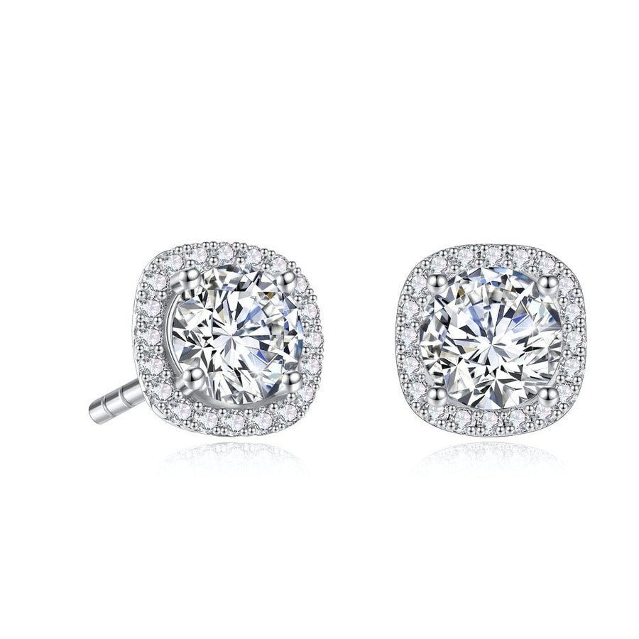 Four - Prong Halo Moissanite Stud Earrings - 1 CT. - TAYLOR KOM_925 Sterling Silver