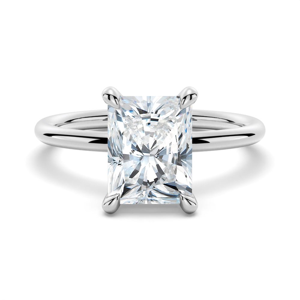 Four - Prong Radiant Moissanite Engagement Ring With Hidden Halo - TAYLOR KOM_925 Sterling Silver