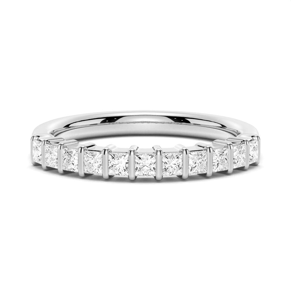 Half Eternity Princess - Cut Moissanite Ring - TAYLOR KOM_925 Sterling Silver