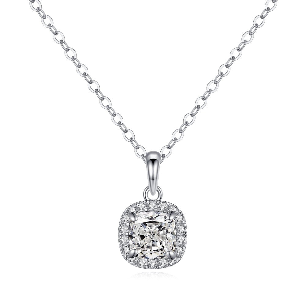 Halo Cushion Moissanite Necklace - TAYLOR KOM_
