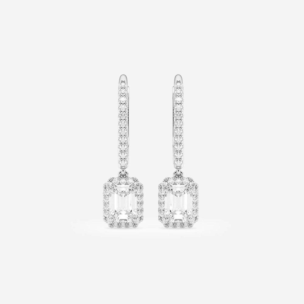 Halo Emerald Pavé Moissanite Earrings - TAYLOR KOM_925 Sterling Silver