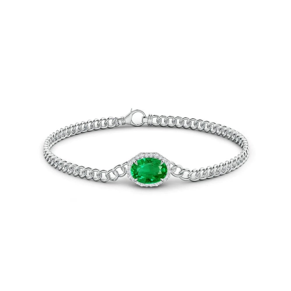 Halo Oval Emerald Bracelet with Octagonal - TAYLOR KOM_6''