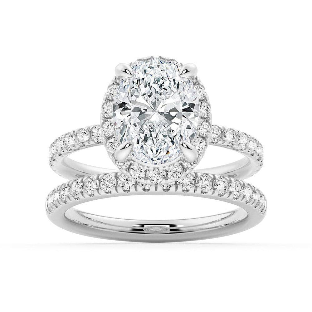 Halo Oval Shaped Moissanite Bridal Set - TAYLOR KOM_925 Sterling Silver