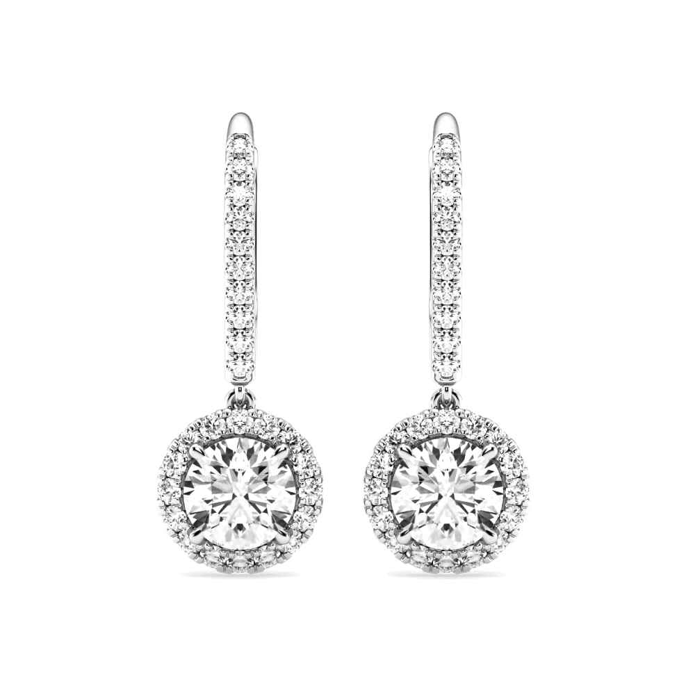 Halo Round Pavé Moissanite Earrings - TAYLOR KOM_925 Sterling Silver