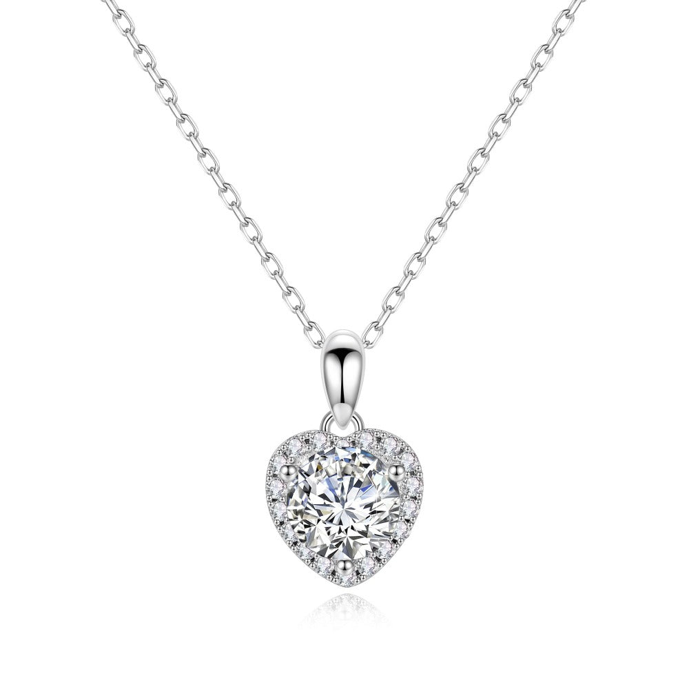 Heart Shaped Halo Moissanite Necklace - TAYLOR KOM_
