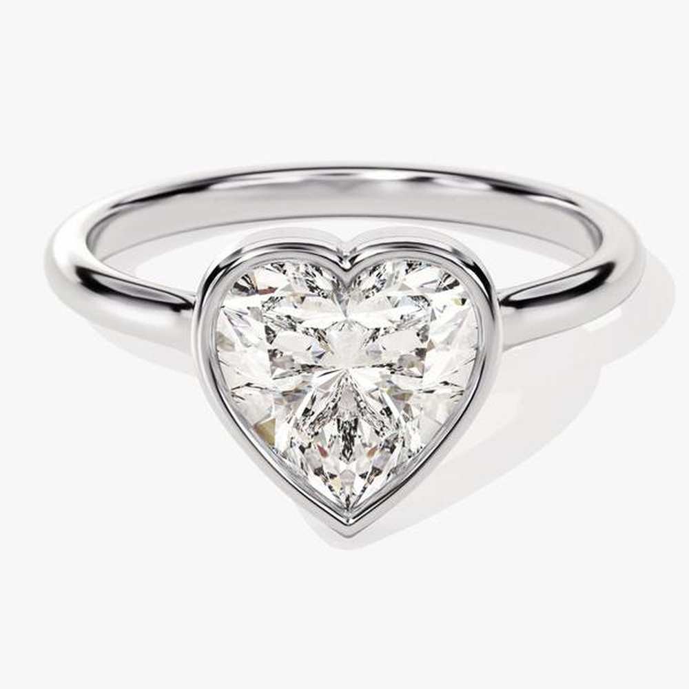 Heart Solitaire Bezel Set Moissanite Engagement Ring - TAYLOR KOM_10K Gold