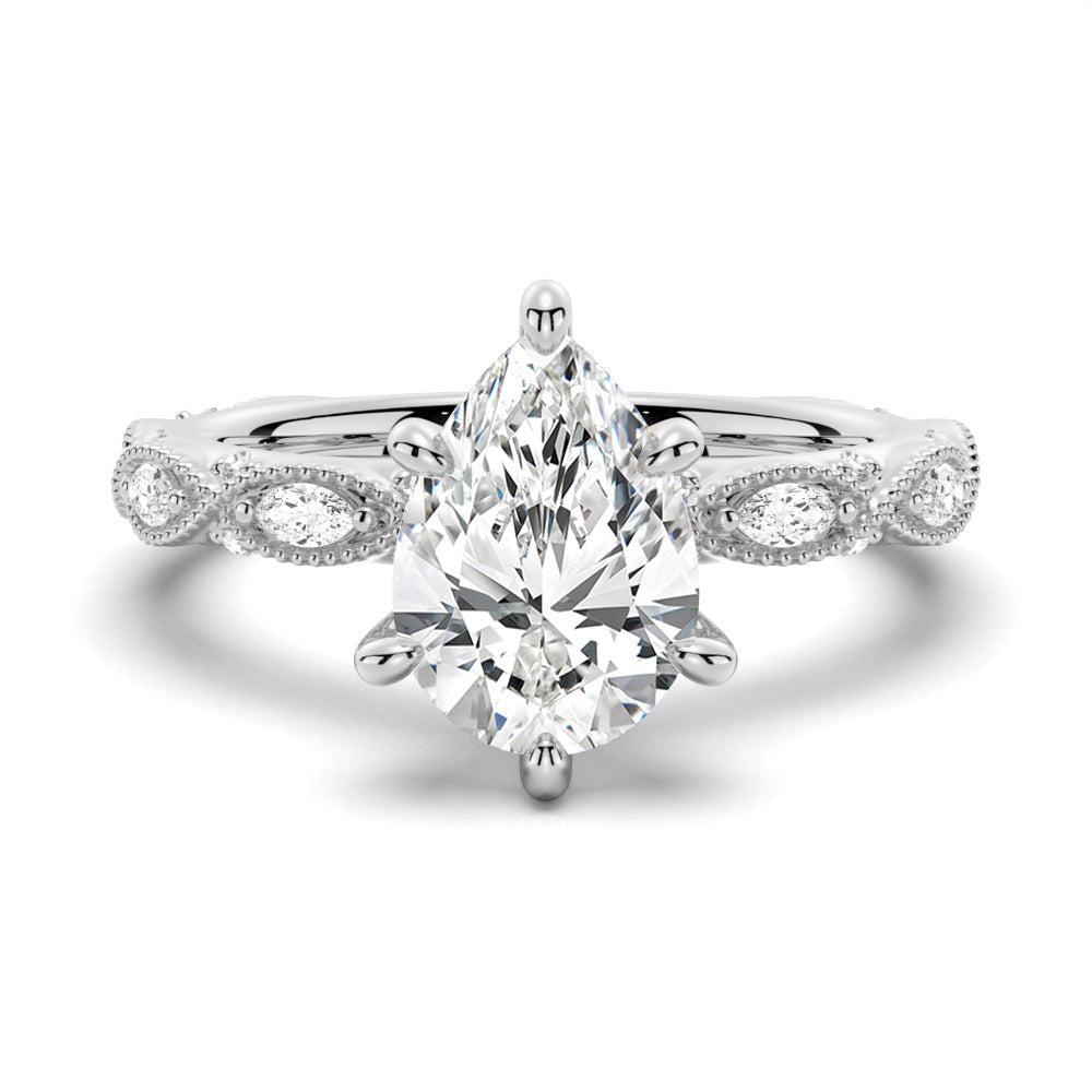Infinity Milgrain Pear Shaped Moissanite Engagement Ring - TAYLOR KOM_925 Sterling Silver
