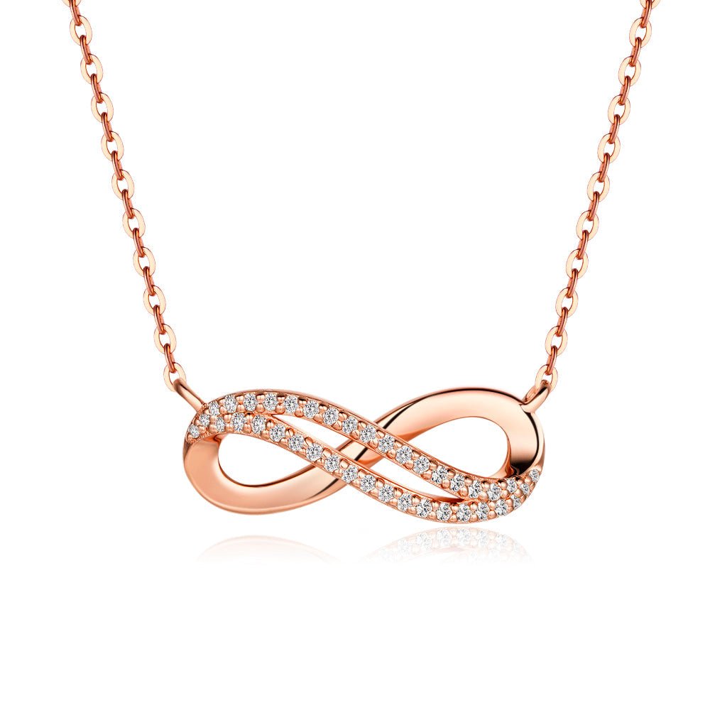 Infinity Moissanite Double Pave Necklace - TAYLOR KOM_Rose Gold