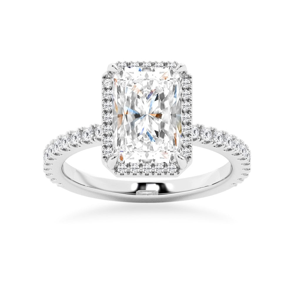 Love Promise Radiant Cut Moissanite Halo Ring - TAYLOR KOM_925 Sterling Silver