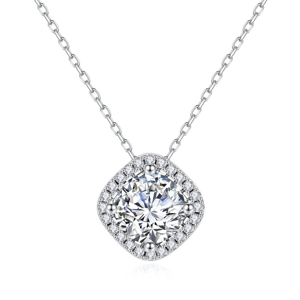 Luxury Square Halo Moissanite Necklace - TAYLOR KOM_