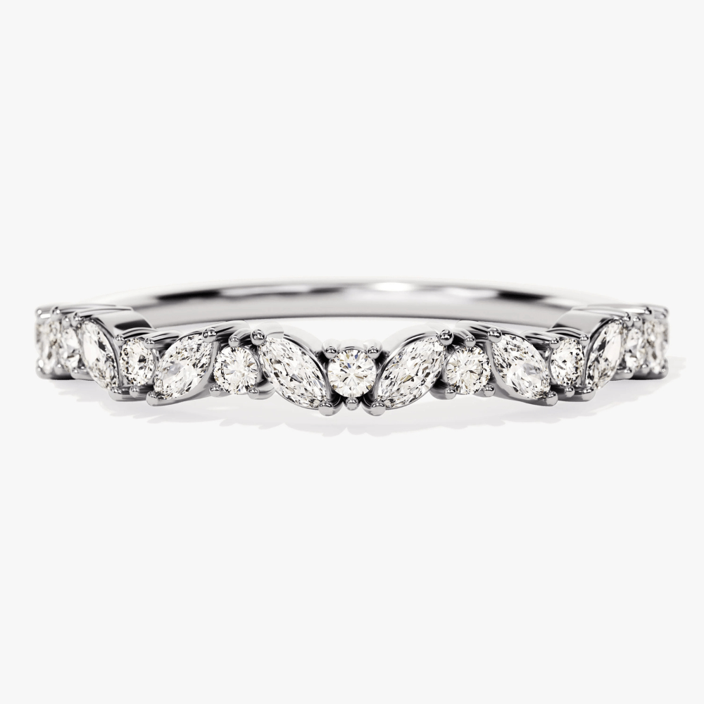 Marquise and Round Shaped Moissanite Wedding Band - TAYLOR KOM_925 Sterling Silver