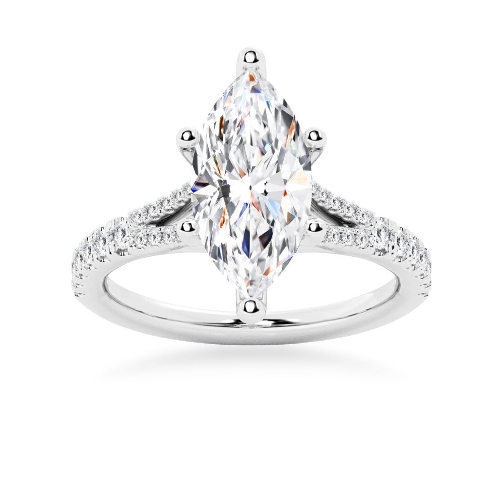 Marquise Cut Split - Shank Moissanite Engagement Ring - TAYLOR KOM_925 Sterling Silver
