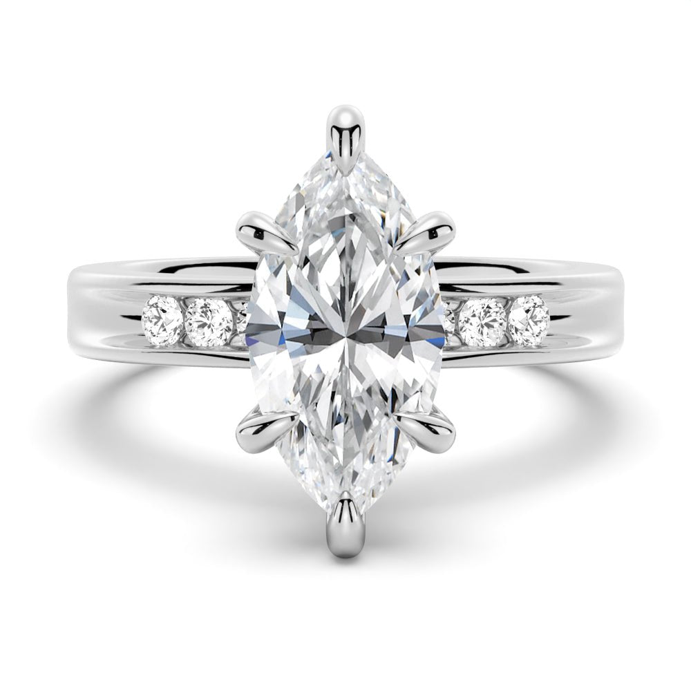 Marquise Moissanite Engagement Ring With Accents - TAYLOR KOM_925 Sterling Silver