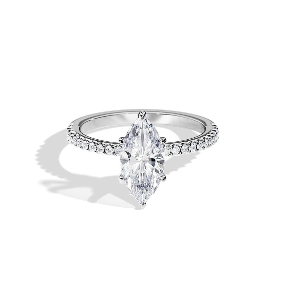 Marquise Moissanite Engagement Ring With Hidden Halo - TAYLOR KOM_925 Sterling Silver