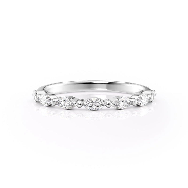 Marquise Shape Moissanite Wedding Band - TAYLOR KOM_925 Sterling Silver