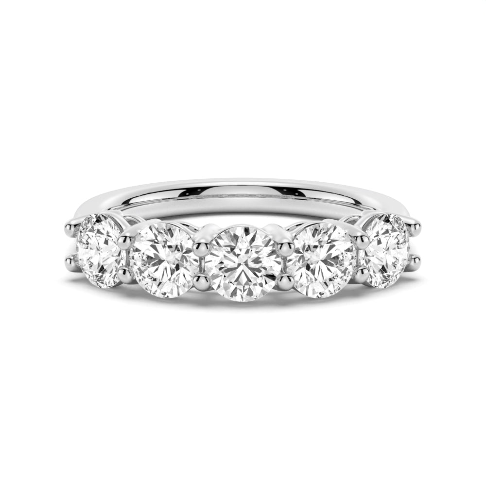 Minimalist Shared Prong Moissanite Wedding Band - TAYLOR KOM_925 Sterling Silver