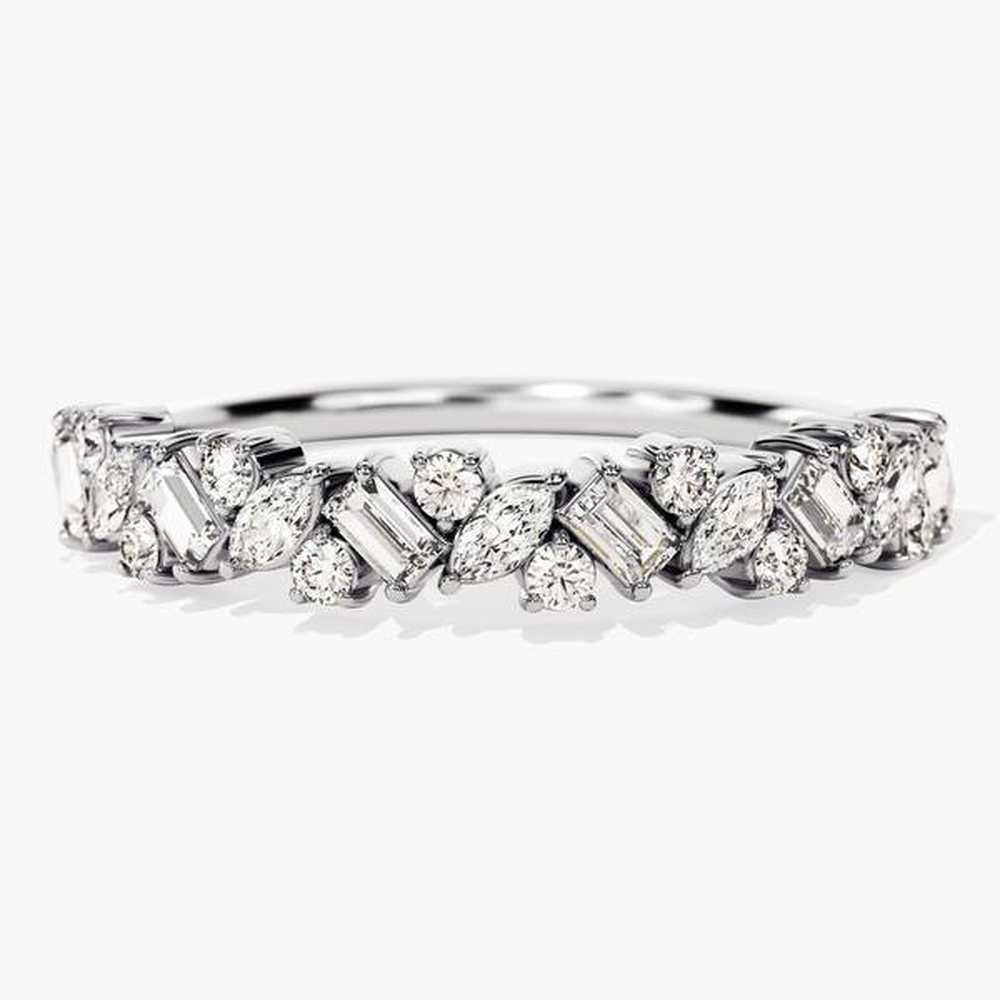 Multi - Cut Moissanite Wedding Band - TAYLOR KOM_925 Sterling Silver