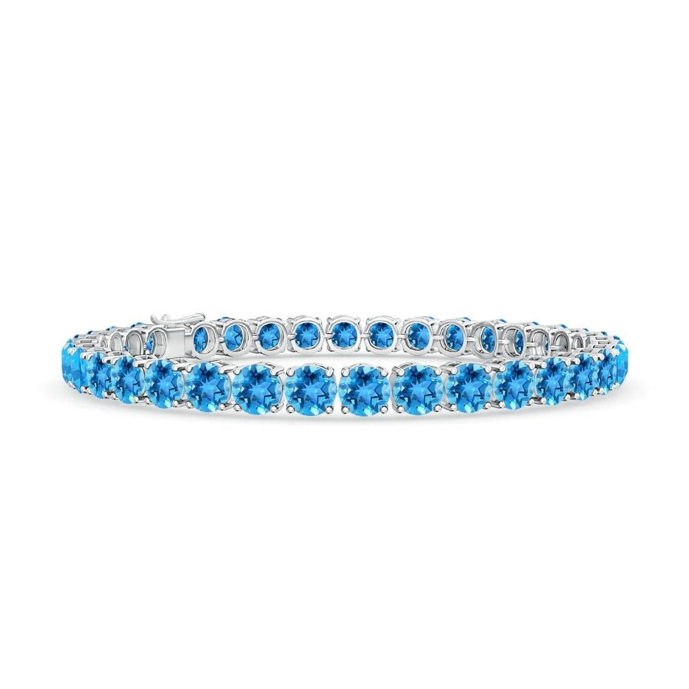 Natural Swiss Blue Topaz Tennis Bracelet - TAYLOR KOM_6"