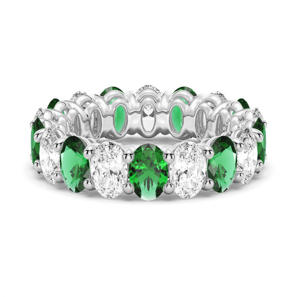 Oval Cut Lab Grown White Sapphire Wedding Band - TAYLOR KOM_Lab Grown Emerald