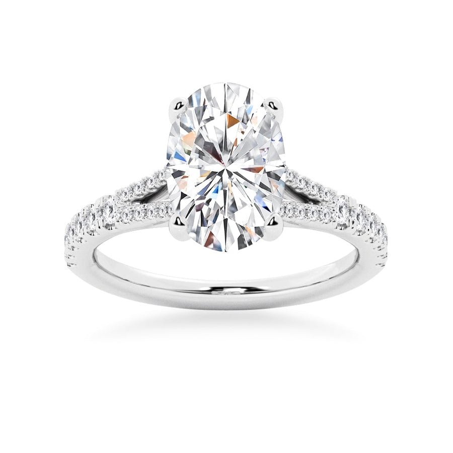Oval Cut Split - Shank Moissanite Engagement Ring - TAYLOR KOM_925 Sterling Silver