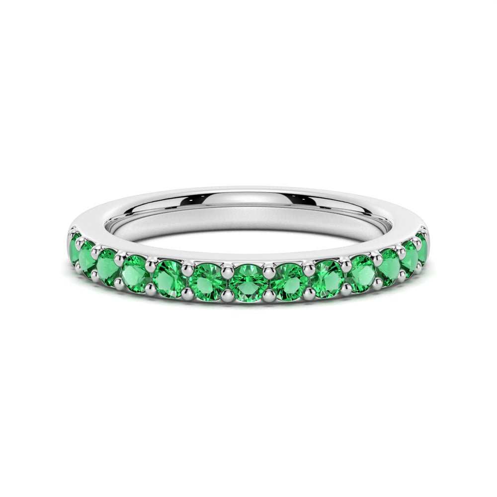 Pavé Emerald Half Eternity Wedding Band - TAYLOR KOM_925 Sterling Silver
