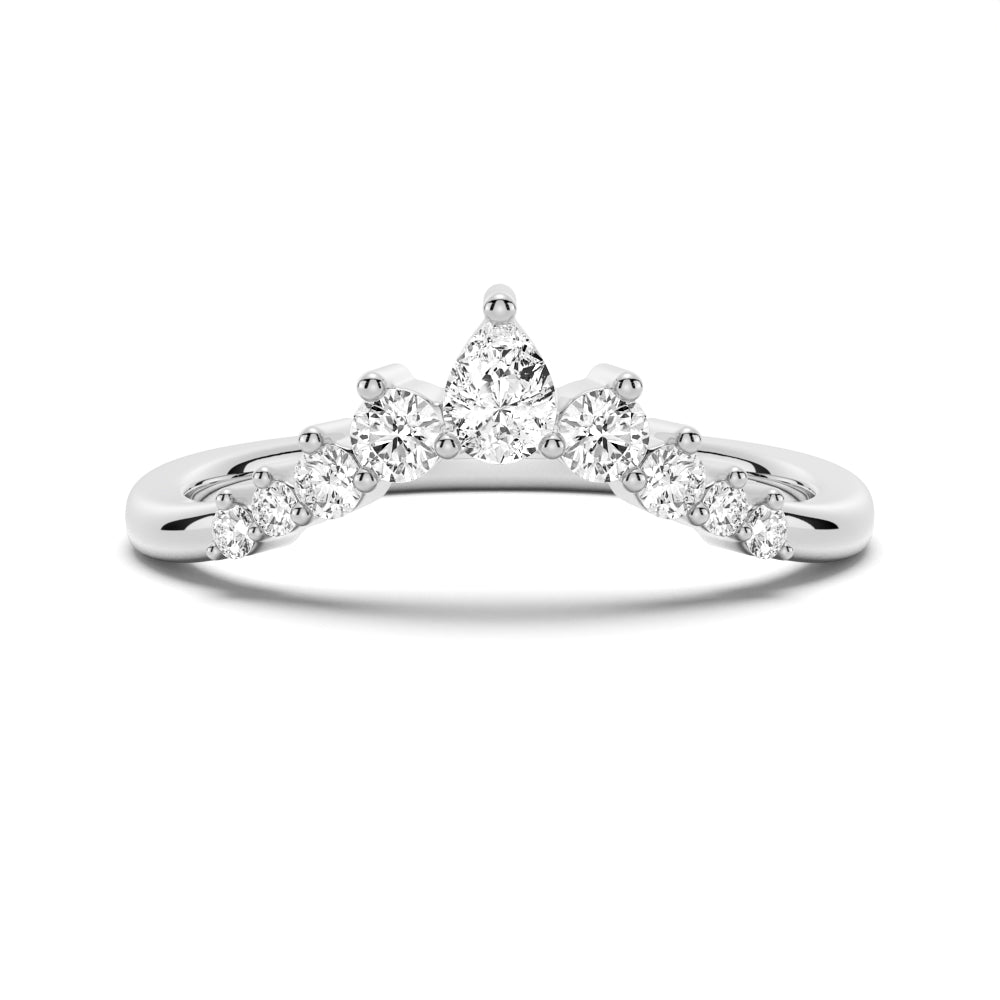 Pear and Round Shaped Moissanite Wedding Band - TAYLOR KOM_925 Sterling Silver