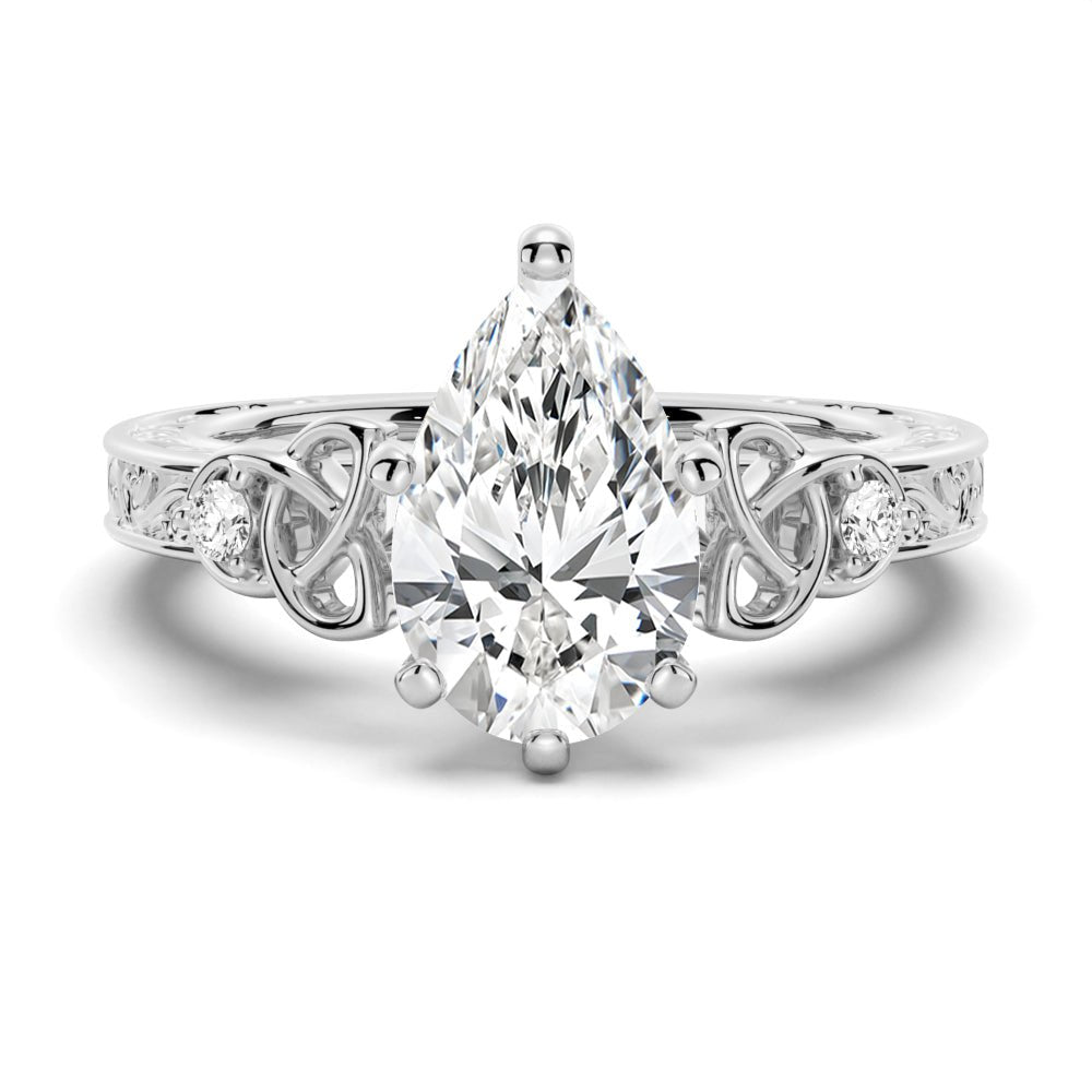 Pear Shaped Celtic Knots Moissanite Engagement Ring - TAYLOR KOM_925 Sterling Silver